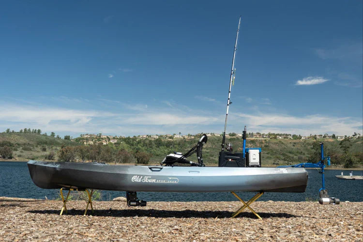 Old Town Kayak being motorized with a Bixpy Canada motor