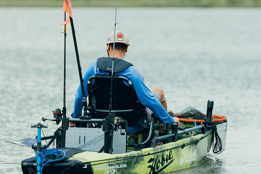 Man setting out in Hobie kayak powered with a Bixpy Canada K-1