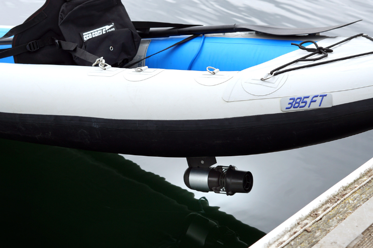 Bixpy Canada K-1 on inflatable boat