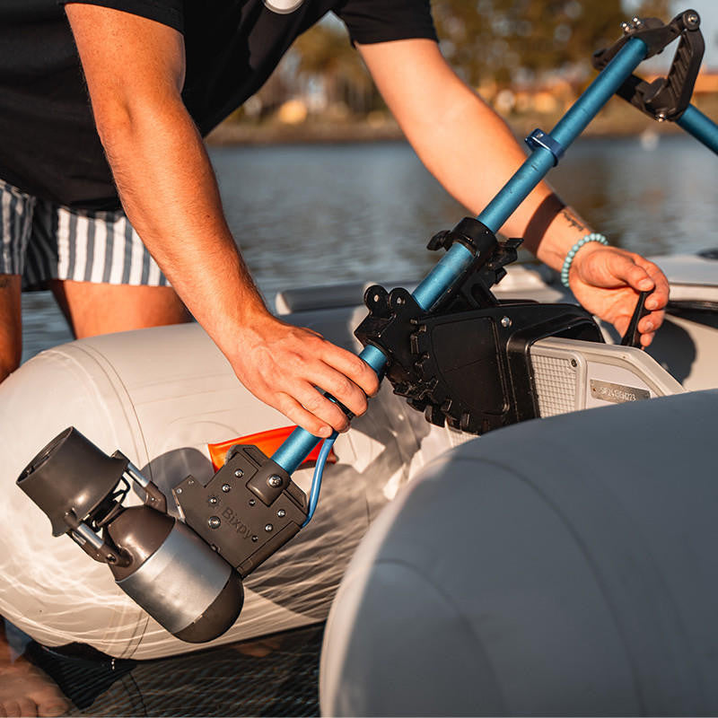 Attaching the Bixpy Jet Motor to an Inflatable Boat.