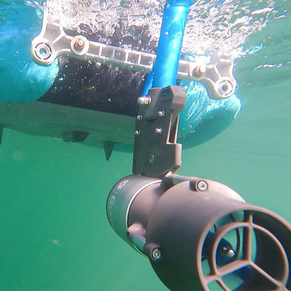 Underwater View of Bixpy Jet Motor Attached to a Kayak.