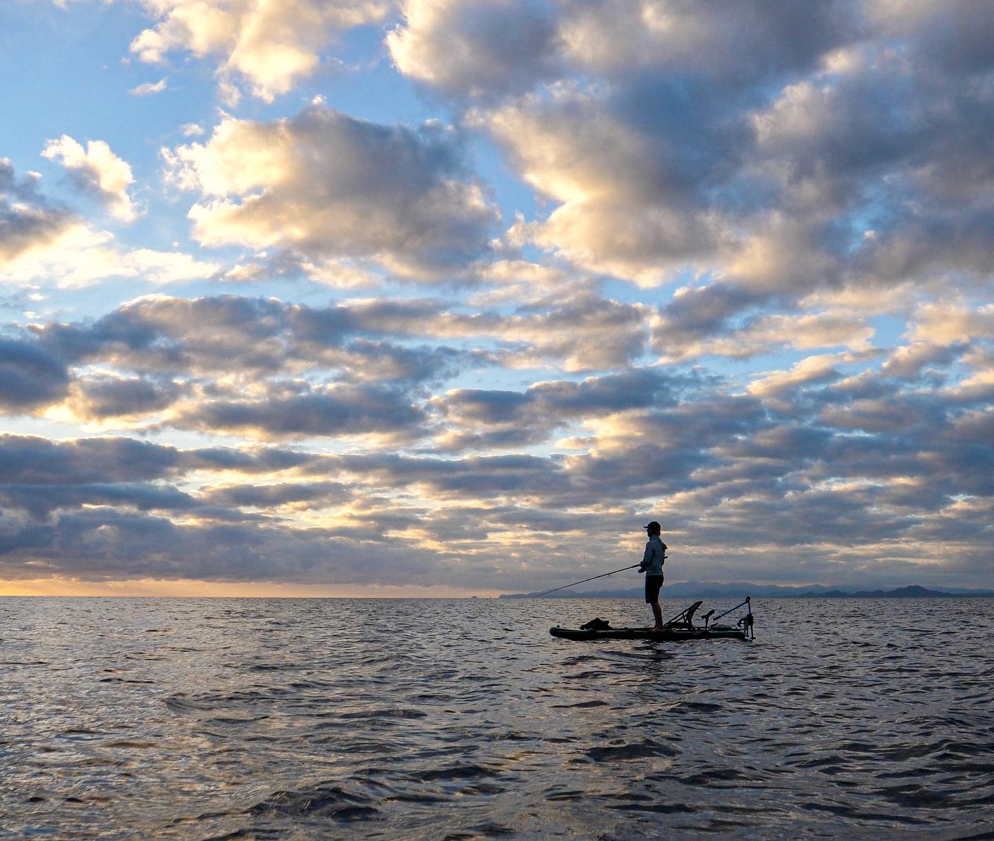 Man fishing in the open water with a Bixpy motor