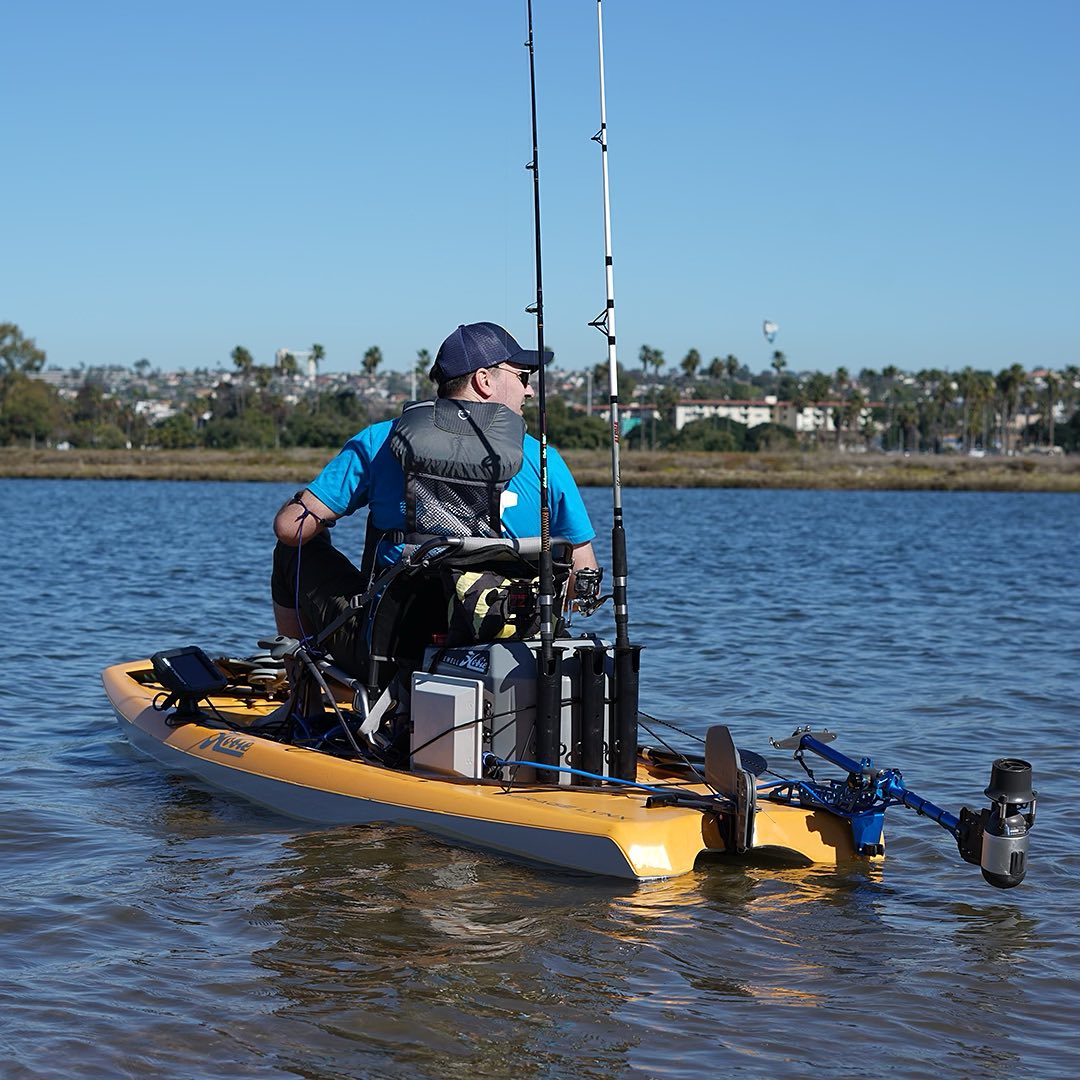 Man using K-1 angler kit on paddleboard